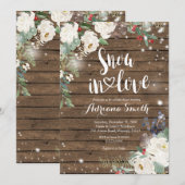 Invitation Rustique Noël Floral neige en Fête des mariées d'a (Devant / Derrière)