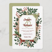 Invitation Rustique Noël Foliage Bois Mariage festif (Devant / Derrière)