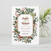 Invitation Rustique Noël Foliage Bois Mariage festif (Debout devant)