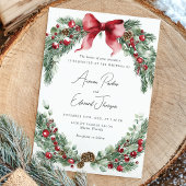 Invitation Rustique Noël hiver Mariage de verdure