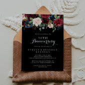 Invitation Rustique Noir Botanique 50e Anniversaire de Mariag