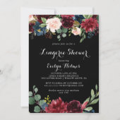 Invitation Rustique Noir Botanique Bridal Lingerie Douche (Devant)