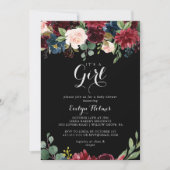 Invitation Rustique Noir Botanique C'est un Baby shower de fi (Devant)