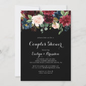 Invitation Rustique Noir Botanique Couples Douche (Devant)