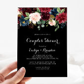 Invitation Rustique Noir Botanique Couples Douche