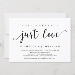 Invitation Rustique Noir Rien De Fancy Juste Amour, Elopement