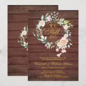 Invitation Rustique Nous Nous Engageons Encore Fleurs Voeux d (Devant / Derrière)