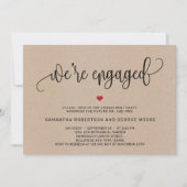 Invitation Rustique nous sommes engagés fiançailles papier kr (Devant)