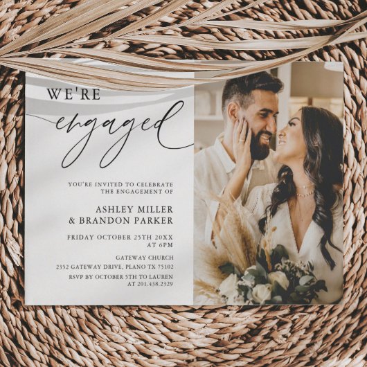 Invitation Rustique Nous sommes engagés Photo Engagement Part