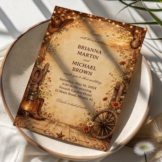 Invitation Rustique occidental vintage