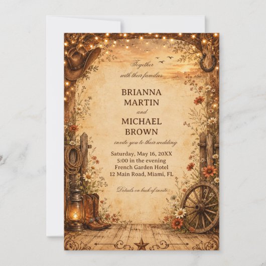 Invitation Rustique occidental vintage (Devant)