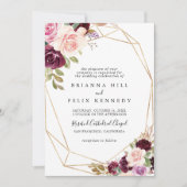 Invitation Rustique or géométrique Floral Mariage traditionne (Devant)