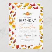 Invitation Rustique Orange Automne Anniversaire Automne (Devant / Derrière)