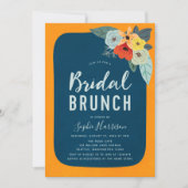 Invitation Rustique Orange Bleu Floral Nuptiale Brunch Invita (Devant)