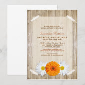 Invitation Rustique Orange Daisy (Devant / Derrière)