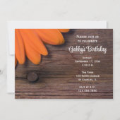 Invitation Rustique Orange Daisy Anniversaire Fête de la gran (Devant)