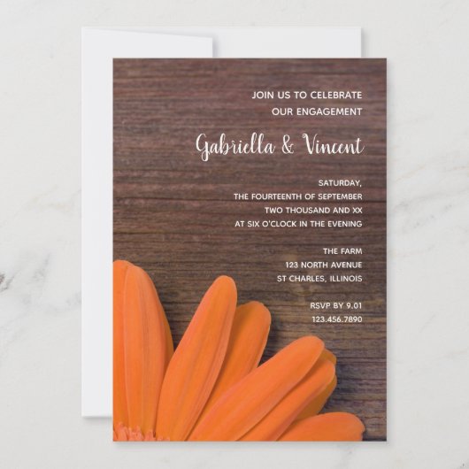 Invitation Rustique Orange Daisy Ranch (Devant)