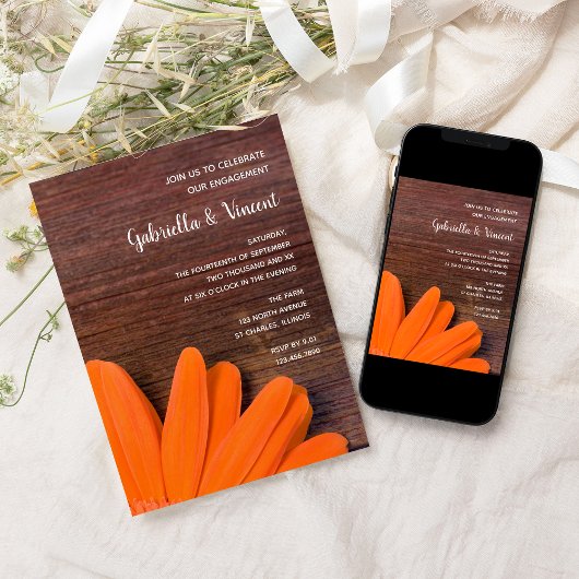 Invitation Rustique Orange Daisy Ranch