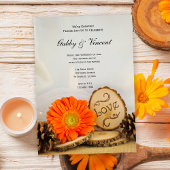 Invitation Rustique Orange Daisy Woodland
