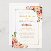 Invitation Rustique Orange Floral Chic Mariage de automne bla (Devant / Derrière)