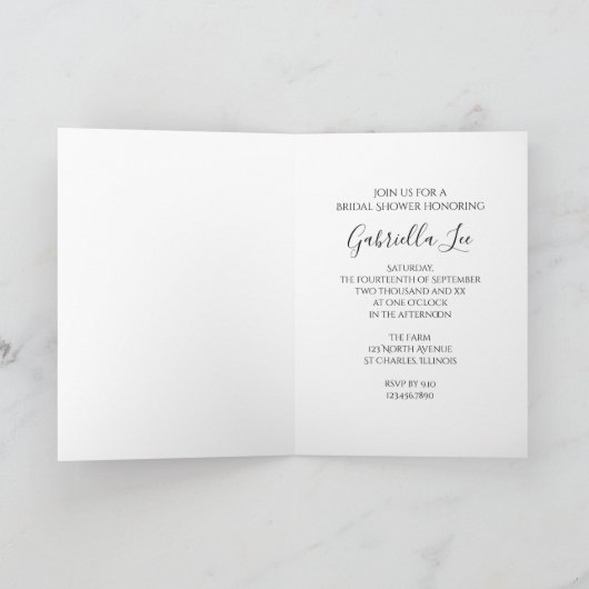 Invitation Rustique Orchidée Elegance Douche nupti (Intérieur)