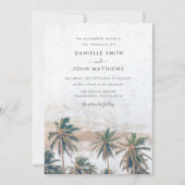 Invitation Rustique Palm Tree Beach Destination Mariage (Devant)