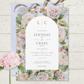 Invitation Rustique Pastel Hydrangea Floral Monogram Périwink