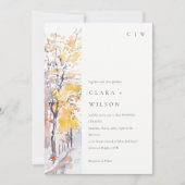 Invitation Rustique Pastel Jaune automne Mariage paysage auto (Devant)