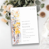 Invitation Rustique Pastel Jaune automne Mariage paysage auto