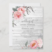 Invitation Rustique Pastel rose et gris Boho Mariage Floral (Devant)