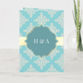 Invitation Rustique Pastel Turquoise Cream Damask Musulman Ma (Dos)