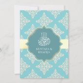 Invitation Rustique Pastel Turquoise Cream Damask Musulman Ma (Devant)