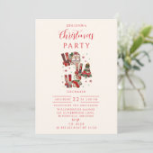 Invitation Rustique Patchwork Ho Ho Ho Noël (Debout devant)