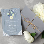 Invitation Rustique Pays Bleu Mason Jar Fête des mariées en b