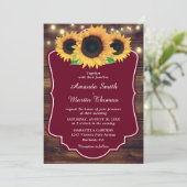 Invitation Rustique Pays Bois Bourgogne Mariage de tournesol (Debout devant)