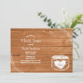 Invitation Rustique Pays Bois Coeur Fête des mariées de souch (Debout devant)