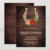Invitation Rustique Pays Bois Floral Horseshoe Aqiqah (Devant / Derrière)