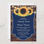 Invitation Rustique Pays Bois Marine Bleu Mariage de tourneso (Devant)