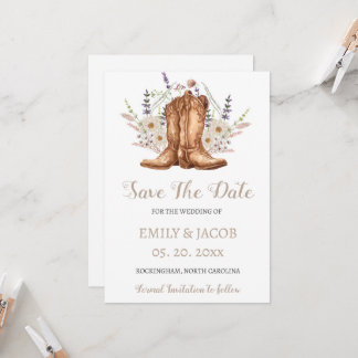 Invitation Rustique Pays Boots Occidentaux Sauver Les Dates