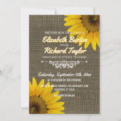 Invitation Rustique Pays Burlap Sunflowers Mariage (Devant)