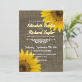 Invitation Rustique Pays Burlap Sunflowers Mariage (Debout devant)