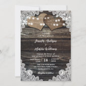 Invitation Rustique Pays dentelle Mariage (Devant)