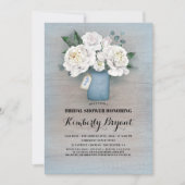 Invitation Rustique Pays Dusty Bleu Mason Jar Fête des mariée (Devant)