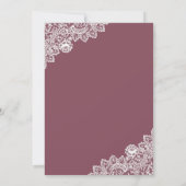 Invitation Rustique Pays Dusty Rose Floral Dentelle Quinceane (Dos)