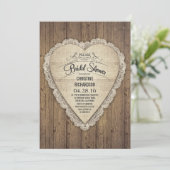 Invitation rustique pays en bois dentelle & burlap douche nup (Debout devant)