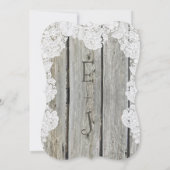 Invitation Rustique Pays Faux Lace Grange Mariage en bois (Dos)