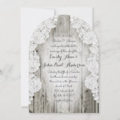 Invitation Rustique Pays Faux Lace Grange Mariage en bois (Devant)