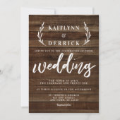 Invitation Rustique Pays Ferme Bois Mariage simple (Devant)