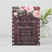 Invitation Rustique pays fleurie grange bois bordeaux mariage (Debout devant)