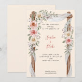 Invitation Rustique Pays Floral Mariage Arc Jaune Mariage (Devant / Derrière)